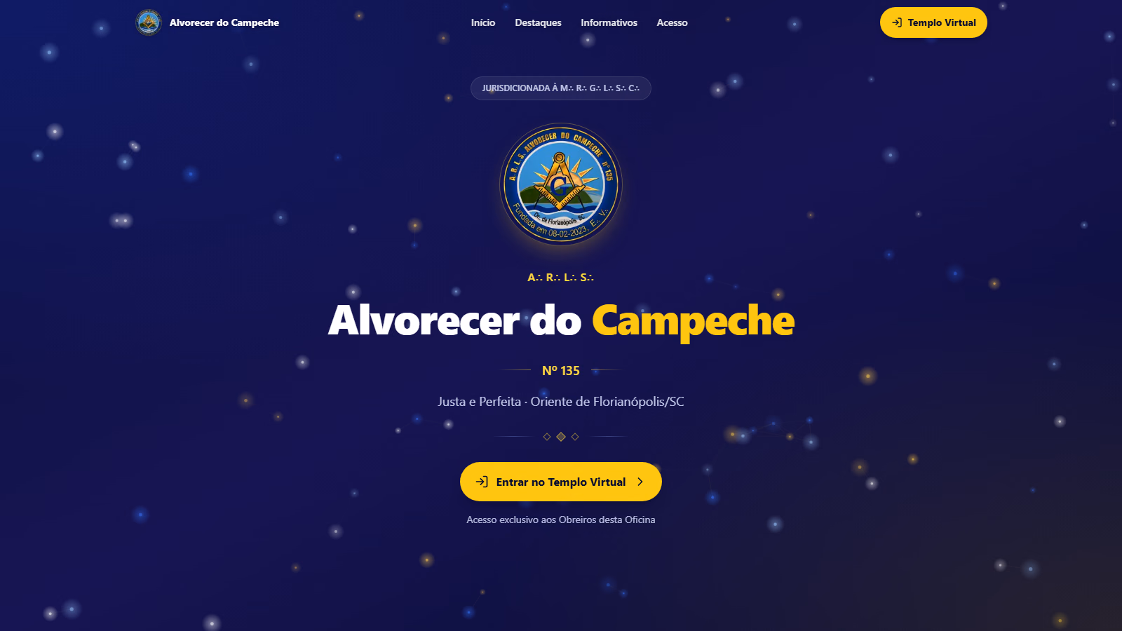 Captura de referência do projeto Loja Maçônica Alvorecer do Campeche