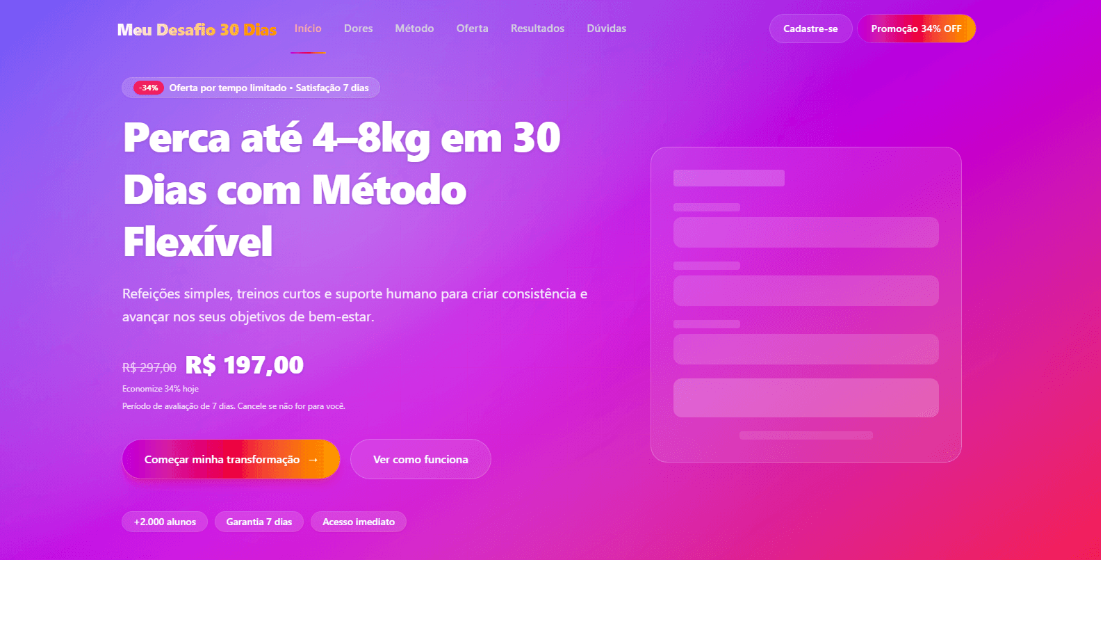 Meu Desafio 30 Dias — captura